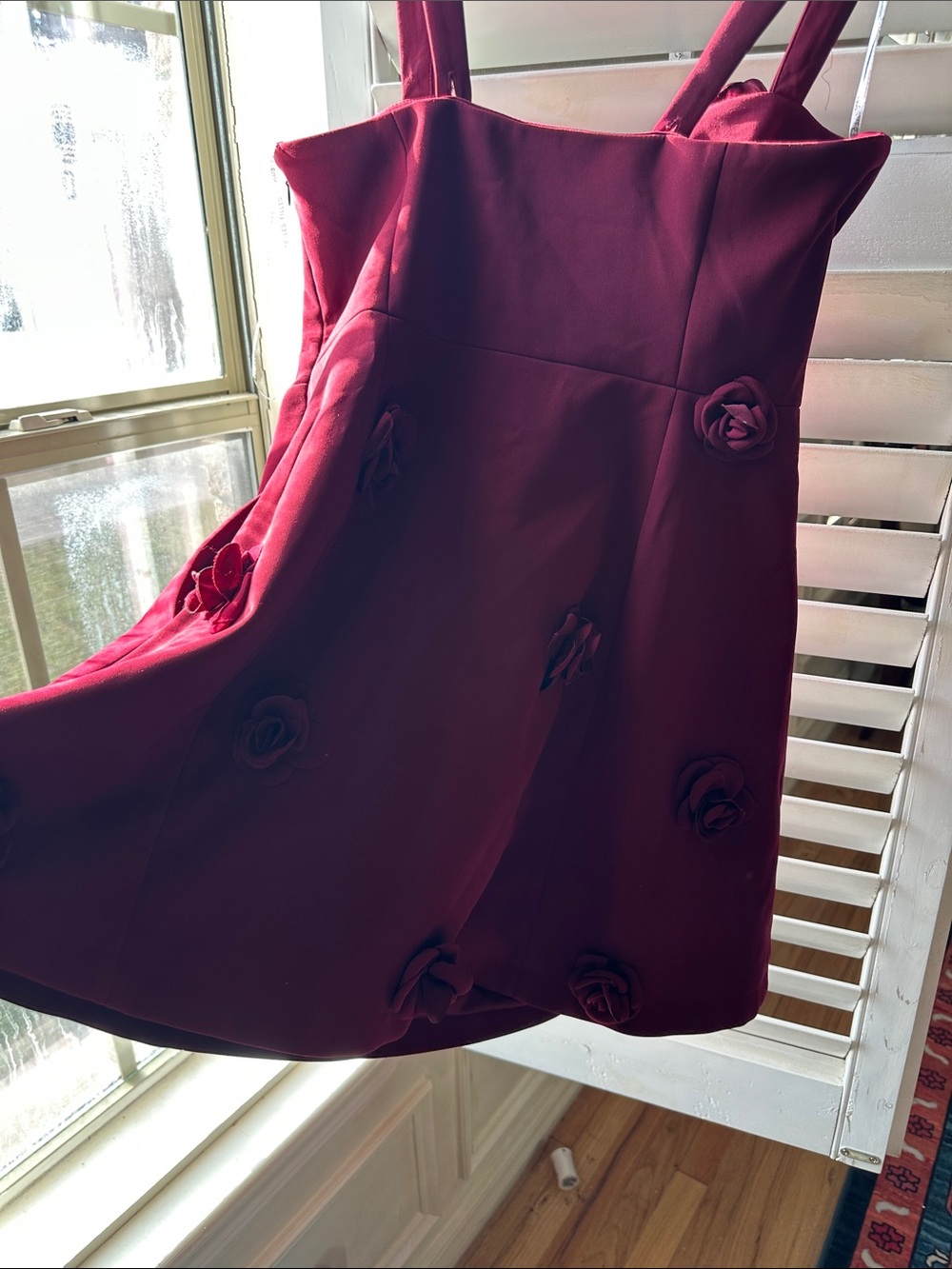 Avec Les Filles Burgundy Floral Appliqué Dress Tote - Picture 5 of 6